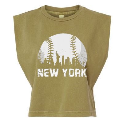 New York City Skyline Baseball Lover Garment-Dyed Women's Muscle Tee