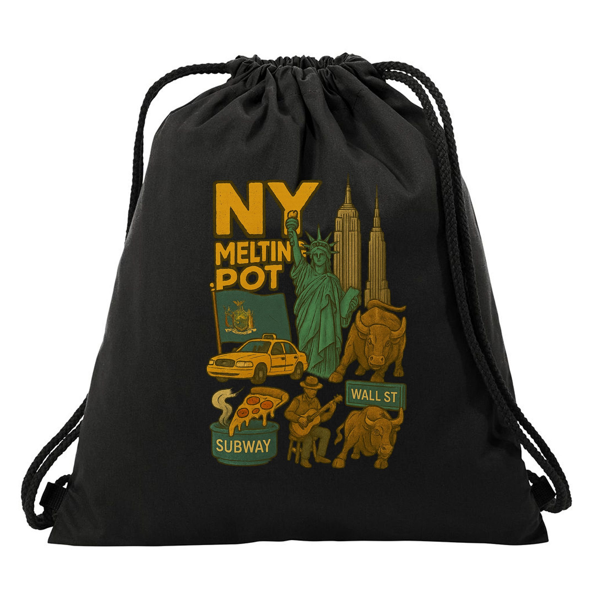 New York City Statue Of Liberty Melting Drawstring Bag
