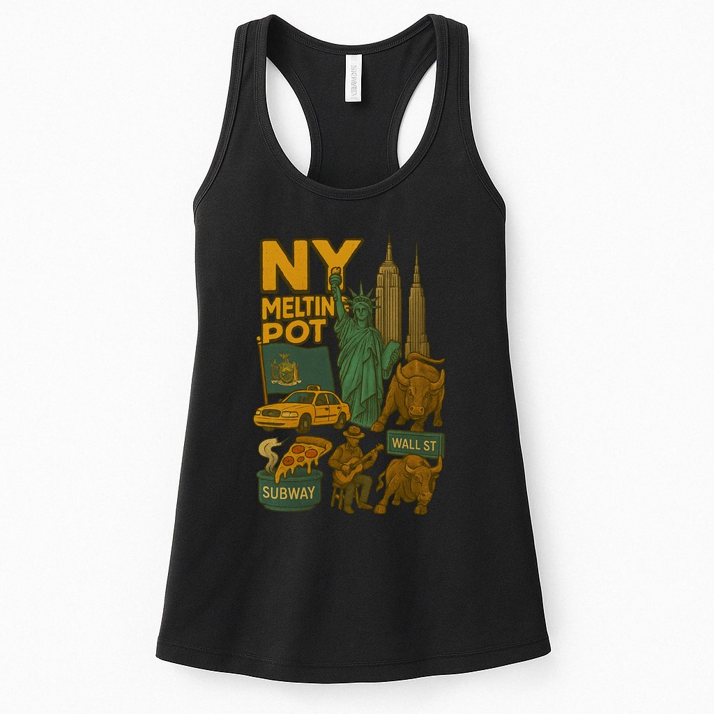 New York City Statue Of Liberty Melting Womens Tank Top
