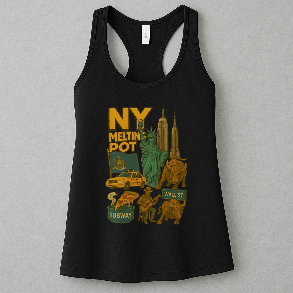 New York City Statue Of Liberty Melting Womens Tank Top