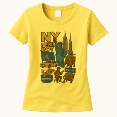 New York City Statue Of Liberty Melting Womens T-Shirt