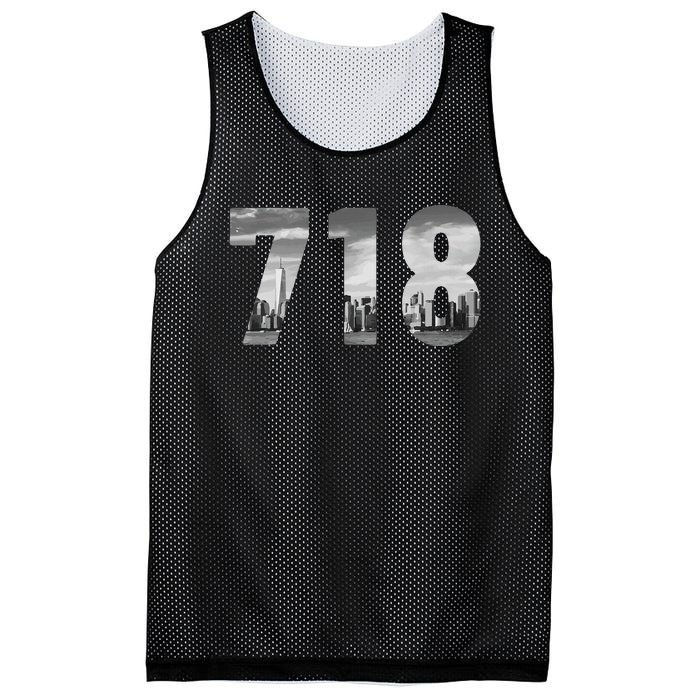 New York City 718 Area Code Skyline Queens Ny Nyc Vintage Mesh Reversible Basketball Jersey Tank