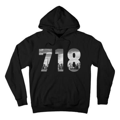 New York City 718 Area Code Skyline Queens Ny Nyc Vintage Tall Hoodie