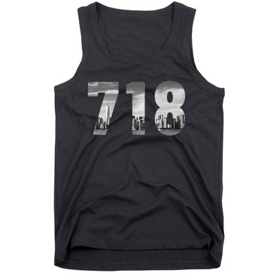 New York City 718 Area Code Skyline Queens Ny Nyc Vintage Tank Top