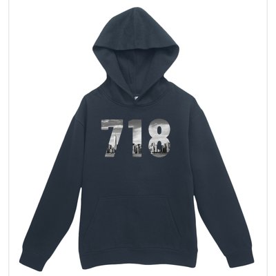 New York City 718 Area Code Skyline Queens Ny Nyc Vintage Urban Pullover Hoodie