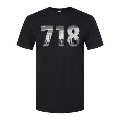 New York City 718 Area Code Skyline Queens Ny Nyc Vintage Softstyle CVC T-Shirt