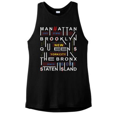 New York City Big Apple Bronx Queens Manhattan Staten Island Ladies PosiCharge Tri-Blend Wicking Tank