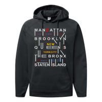 New York City Big Apple Bronx Queens Manhattan Staten Island Performance Fleece Hoodie