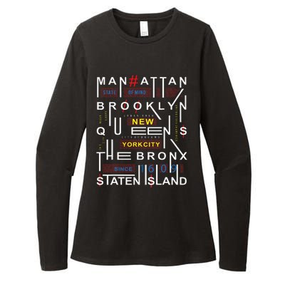 New York City Big Apple Bronx Queens Manhattan Staten Island Womens CVC Long Sleeve Shirt