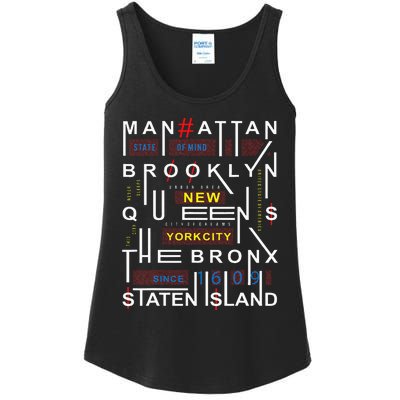 New York City Big Apple Bronx Queens Manhattan Staten Island Ladies Essential Tank