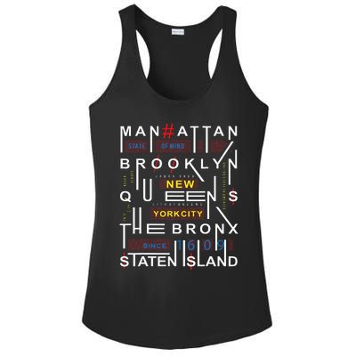 New York City Big Apple Bronx Queens Manhattan Staten Island Ladies PosiCharge Competitor Racerback Tank