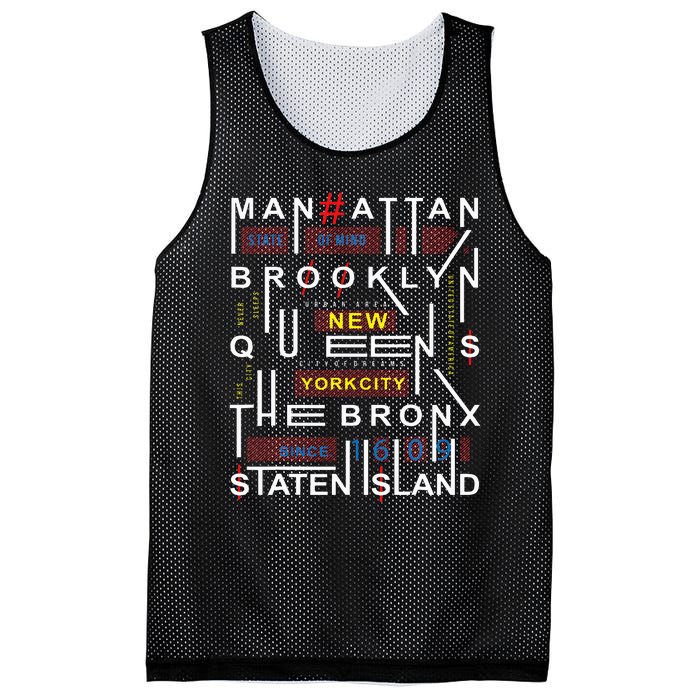 New York City Big Apple Bronx Queens Manhattan Staten Island Mesh Reversible Basketball Jersey Tank