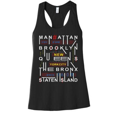 New York City Big Apple Bronx Queens Manhattan Staten Island Women's Racerback Tank