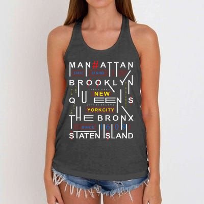 New York City Big Apple Bronx Queens Manhattan Staten Island Women's Knotted Racerback Tank