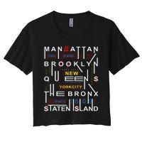 New York City Big Apple Bronx Queens Manhattan Staten Island Women's Crop Top Tee