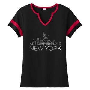 New York City New York City Skylines Statue Of Liberty Ladies Halftime Notch Neck Tee