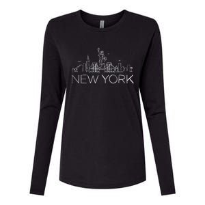 New York City New York City Skylines Statue Of Liberty Womens Cotton Relaxed Long Sleeve T-Shirt