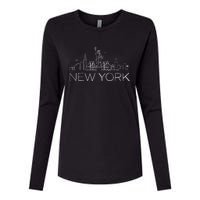 New York City New York City Skylines Statue Of Liberty Womens Cotton Relaxed Long Sleeve T-Shirt