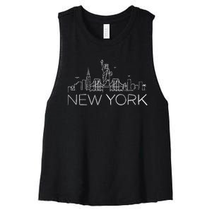 New York City New York City Skylines Statue Of Liberty Women's Racerback Cropped Tank