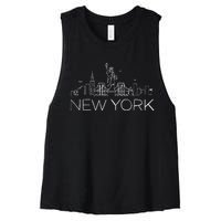 New York City New York City Skylines Statue Of Liberty Women's Racerback Cropped Tank