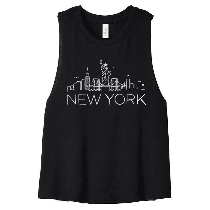 New York City New York City Skylines Statue Of Liberty Women's Racerback Cropped Tank