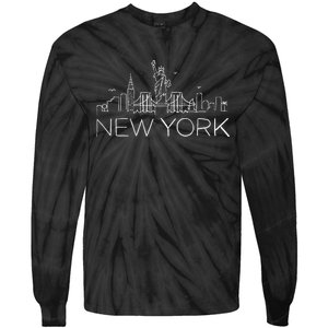 New York City New York City Skylines Statue Of Liberty Tie-Dye Long Sleeve Shirt