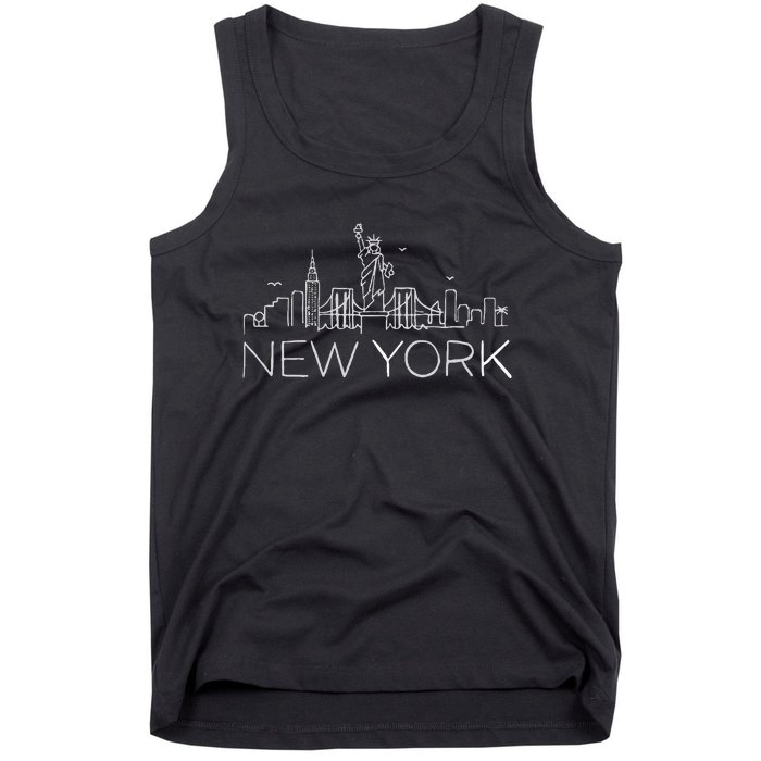 New York City New York City Skylines Statue Of Liberty Tank Top