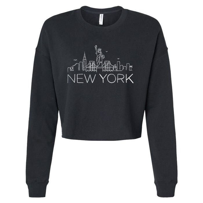 New York City New York City Skylines Statue Of Liberty Cropped Pullover Crew