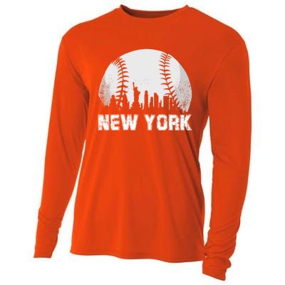 New York City Skyline Baseball Lover Gift Cooling Performance Long Sleeve Crew