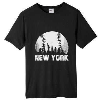 New York City Skyline Baseball Lover Gift Tall Fusion ChromaSoft Performance T-Shirt