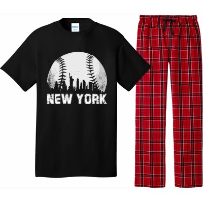 New York City Skyline Baseball Lover Gift Pajama Set