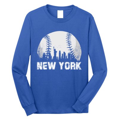 New York City Skyline Baseball Lover Gift Long Sleeve Shirt