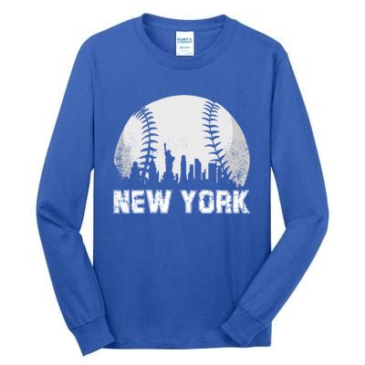 New York City Skyline Baseball Lover Gift Tall Long Sleeve T-Shirt