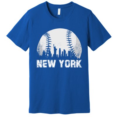 New York City Skyline Baseball Lover Gift Premium T-Shirt