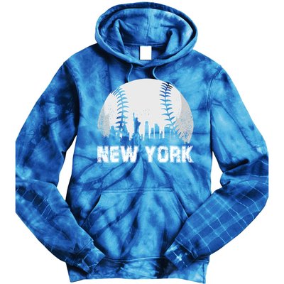 New York City Skyline Baseball Lover Gift Tie Dye Hoodie