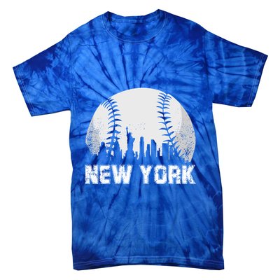 New York City Skyline Baseball Lover Gift Tie-Dye T-Shirt