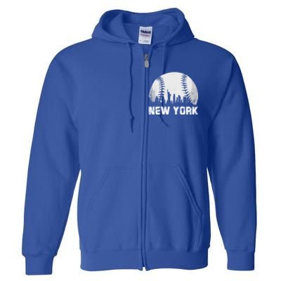 New York City Skyline Baseball Lover Gift Full Zip Hoodie