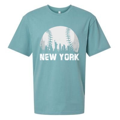 New York City Skyline Baseball Lover Gift Sueded Cloud Jersey T-Shirt