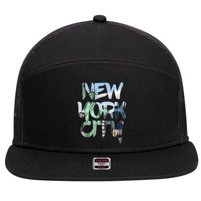 New York City NYC Liberty 7 Panel Mesh Trucker Snapback Hat