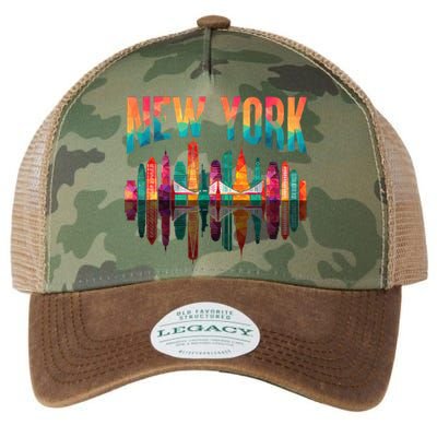 New York City Manhattan Nyc Retro 70s 80s Skyline Ny City Legacy Tie Dye Trucker Hat