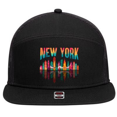 New York City Manhattan Nyc Retro 70s 80s Skyline Ny City 7 Panel Mesh Trucker Snapback Hat