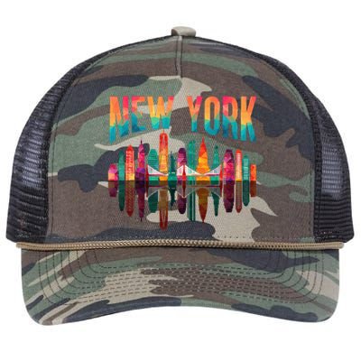 New York City Manhattan Nyc Retro 70s 80s Skyline Ny City Retro Rope Trucker Hat Cap