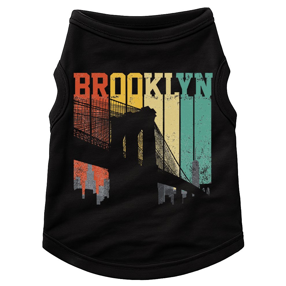 New York City Brooklyn Bridge Vintage Retro Skyline Nyc Ny Doggie Tank