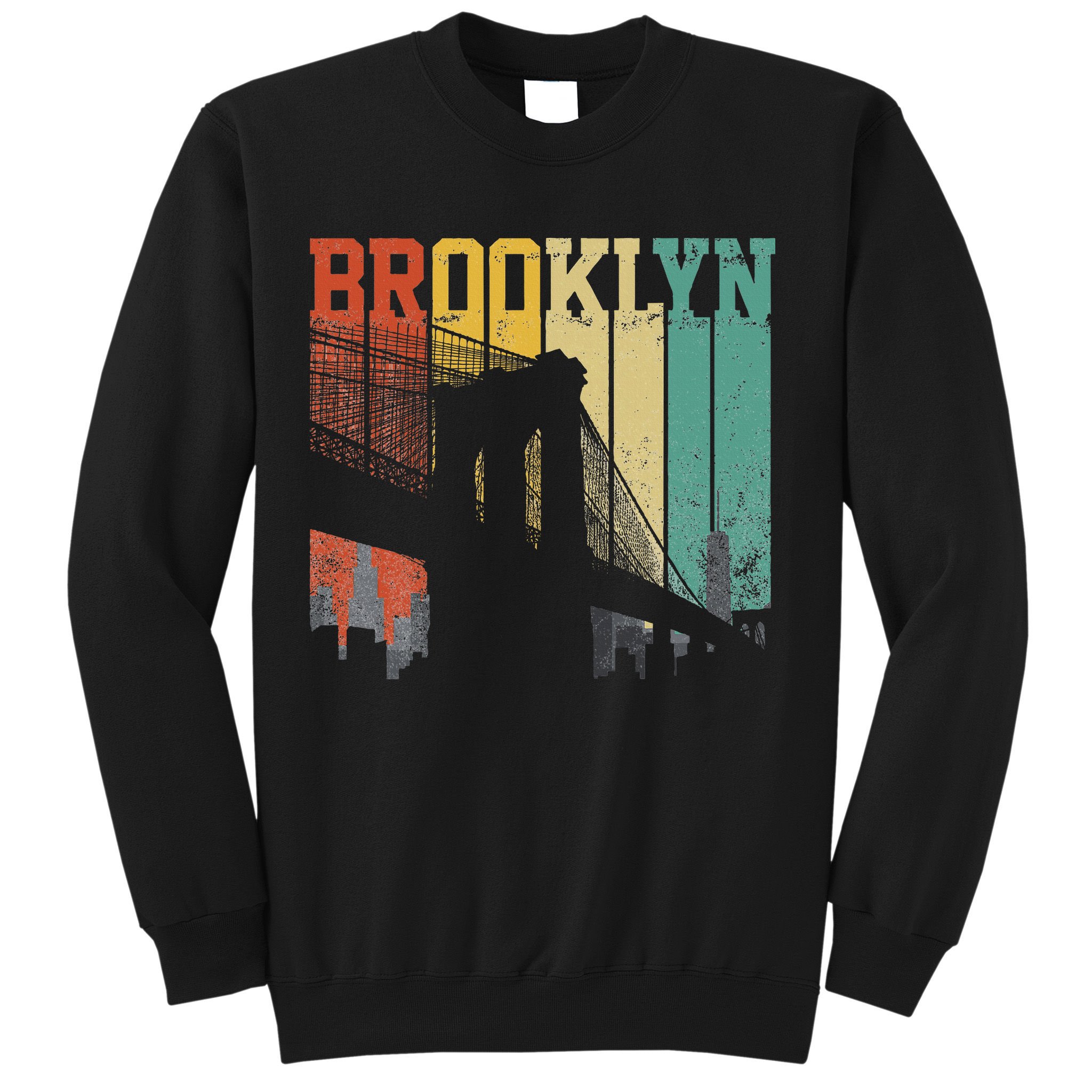 New York City Brooklyn Bridge Vintage Retro Skyline Nyc Ny Sweatshirt
