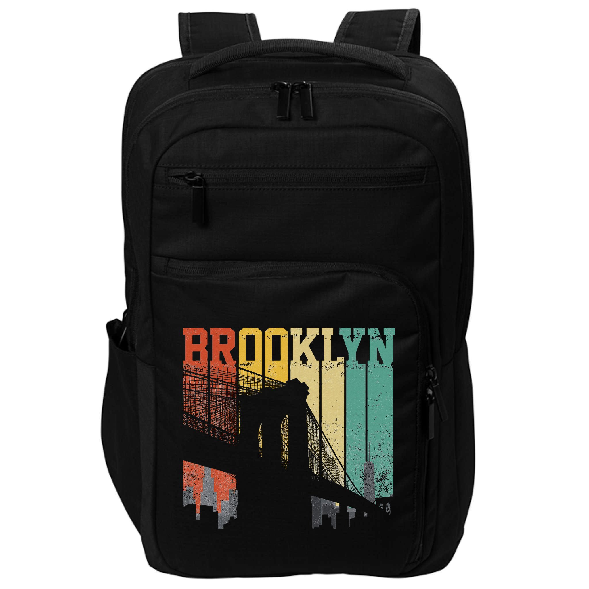 New York City Brooklyn Bridge Vintage Retro Skyline Nyc Ny Impact Tech Backpack