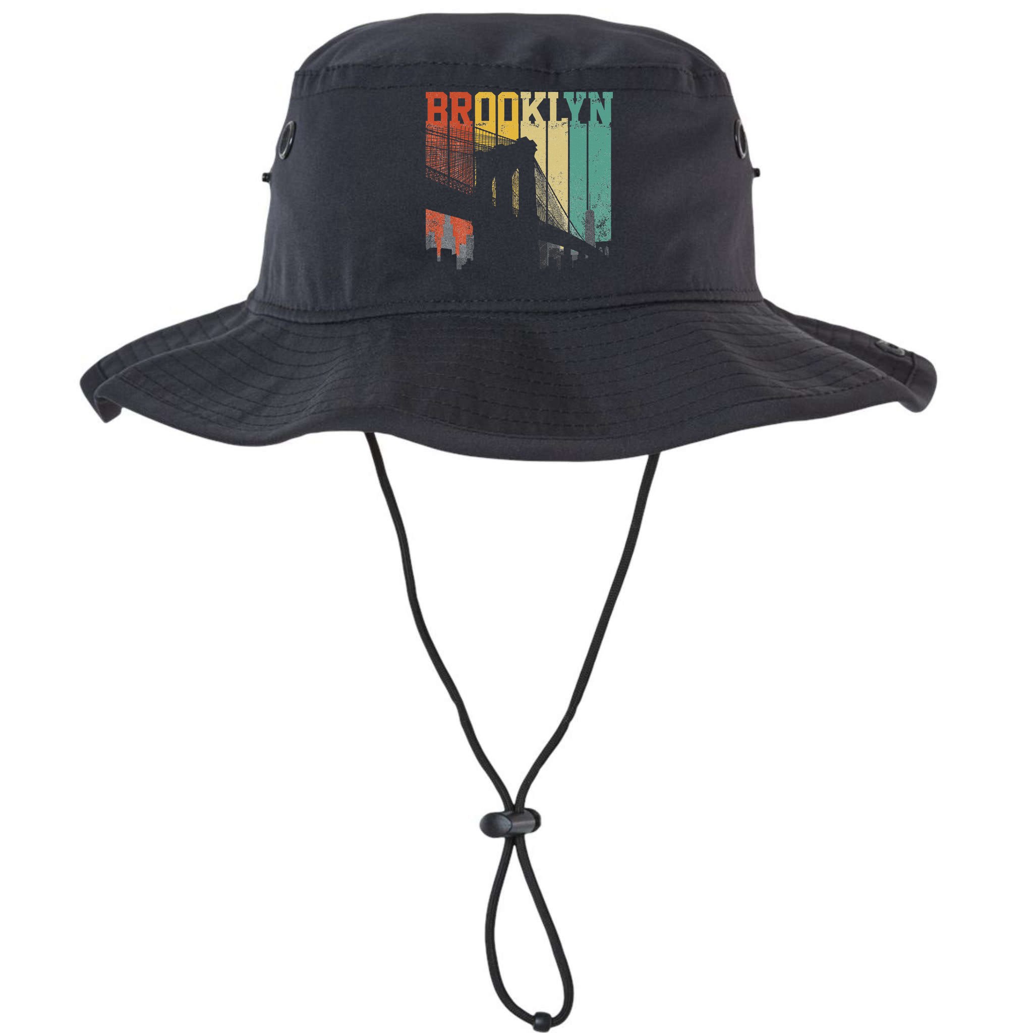 New York City Brooklyn Bridge Vintage Retro Skyline Nyc Ny Bucket Hat