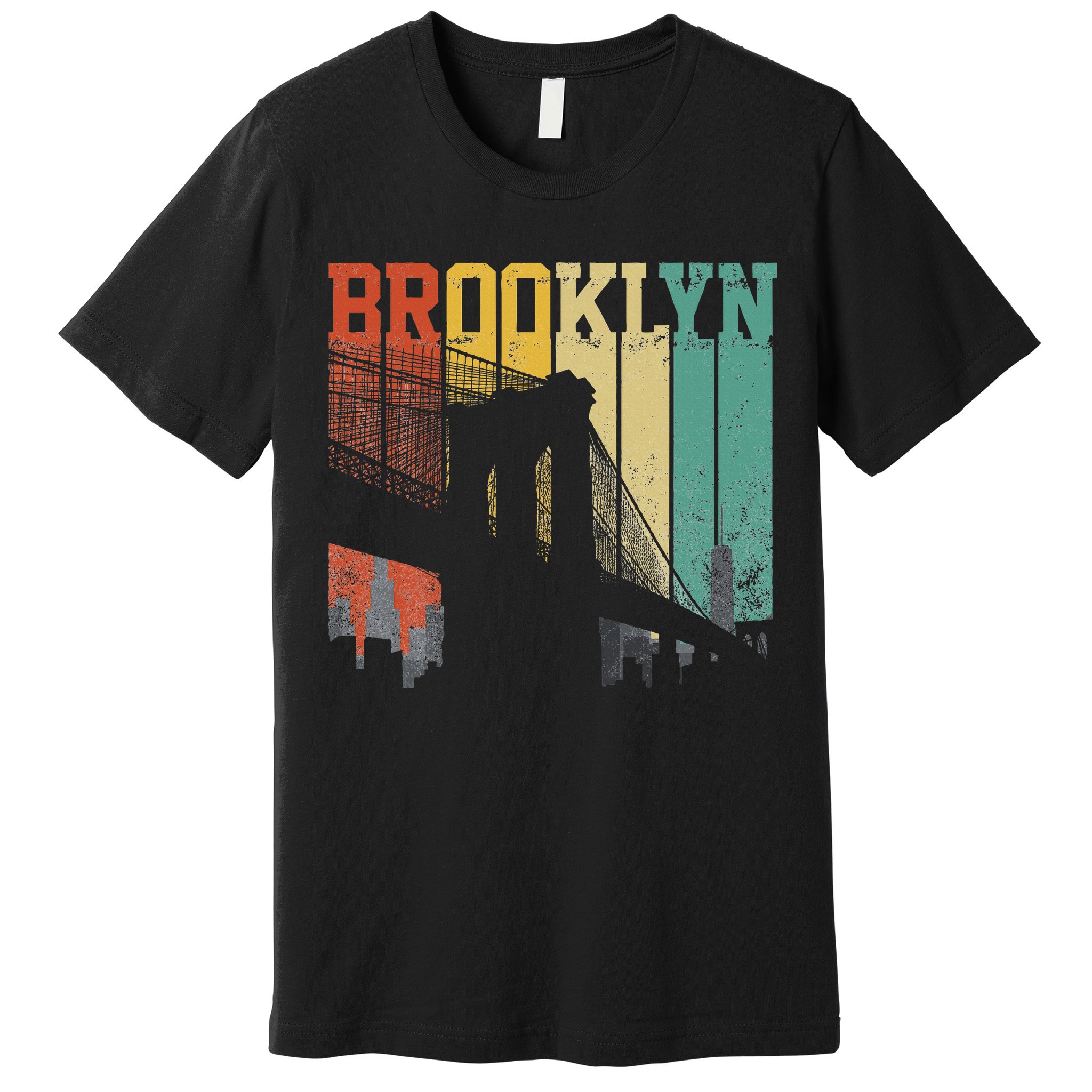 New York City Brooklyn Bridge Vintage Retro Skyline Nyc Ny Premium T-Shirt