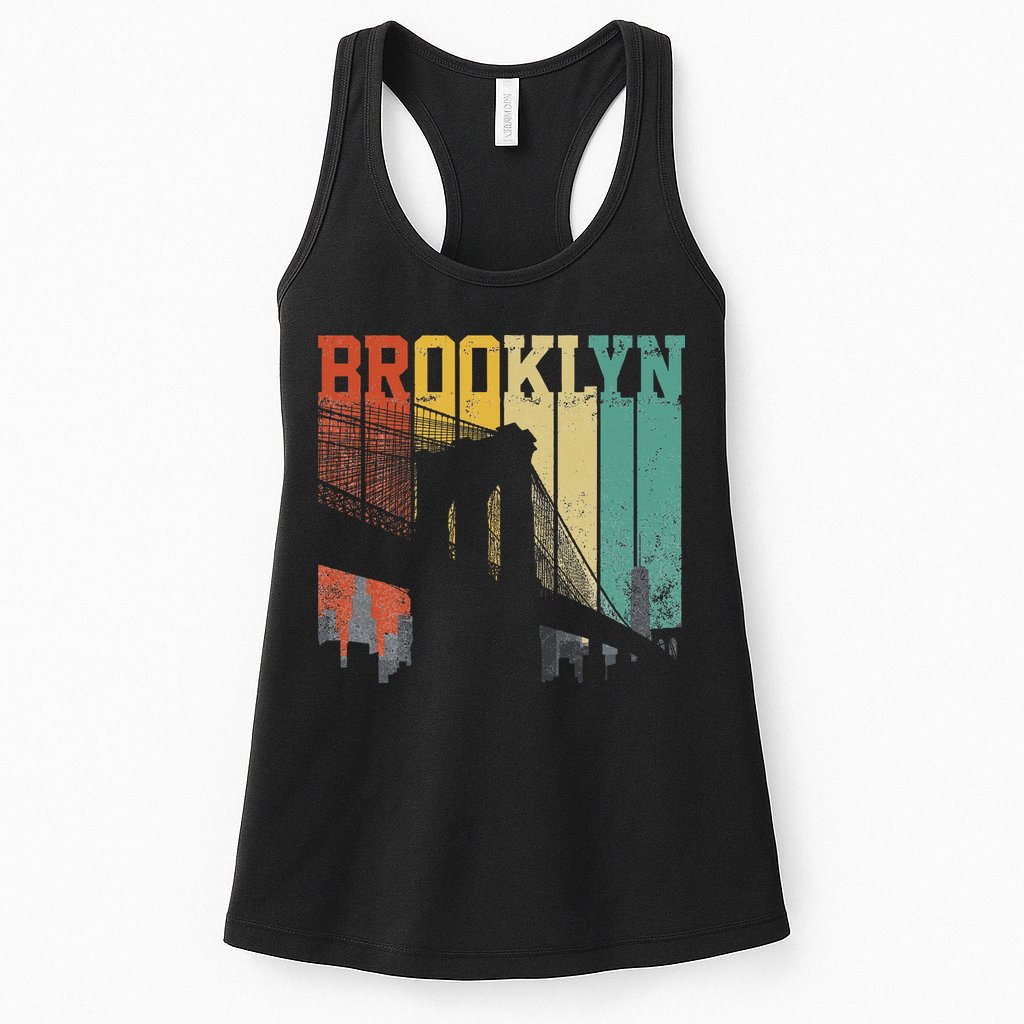 New York City Brooklyn Bridge Vintage Retro Skyline Nyc Ny Womens Tank Top