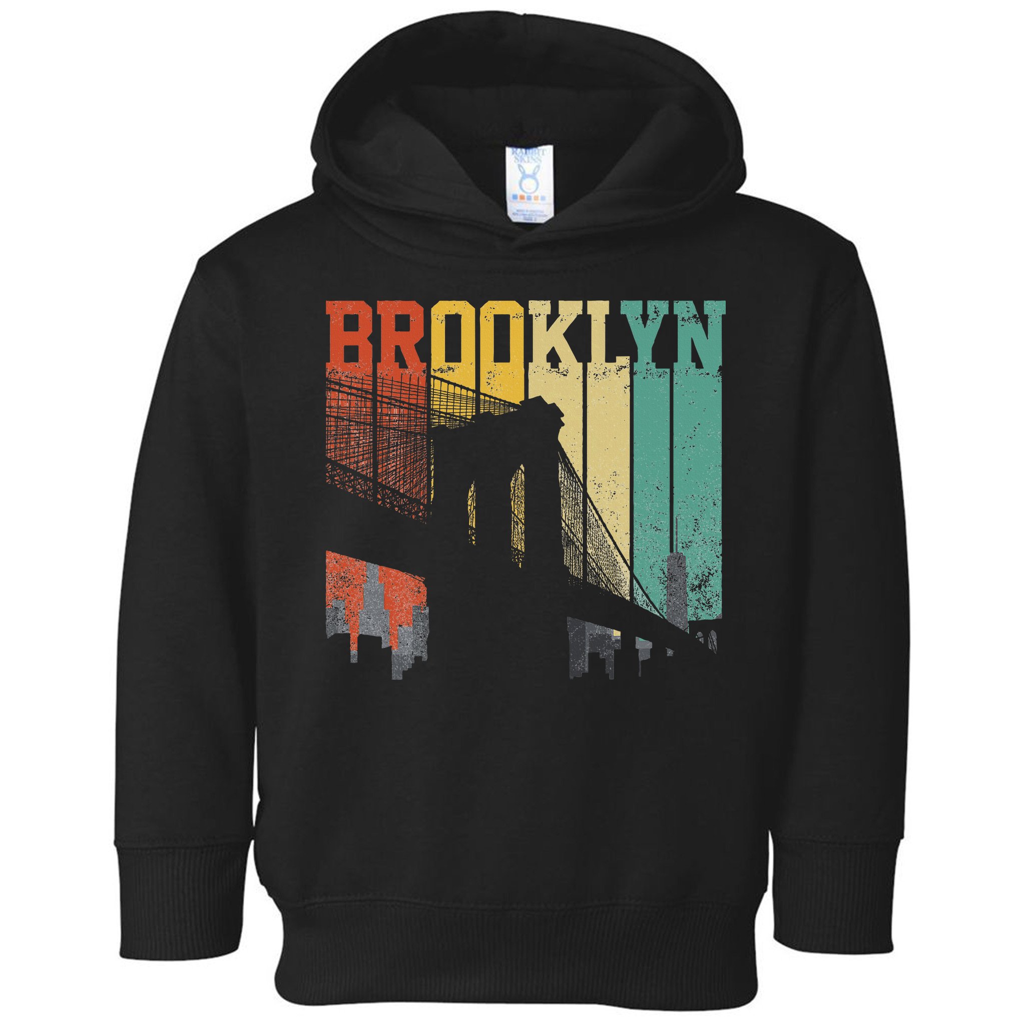 New York City Brooklyn Bridge Vintage Retro Skyline Nyc Ny Toddler Hoodie