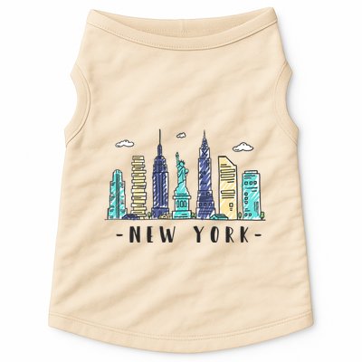 New York City Nyc Skyline Ny Watercolor Souvenir Gift Doggie Tank